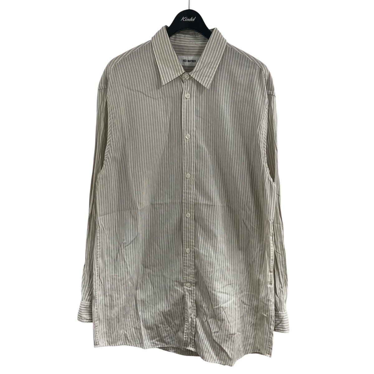 【中古】 Hed Mayner　 ストライプシャツ グレー サイズ：S 【160226】（ヘドメイナー）