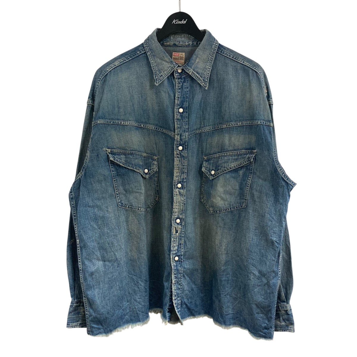 【中古】 SAINT MICHAEL　 ダメージ加工デニムシャツ インディゴ サイズ：L 【160226】（セントマイケル）