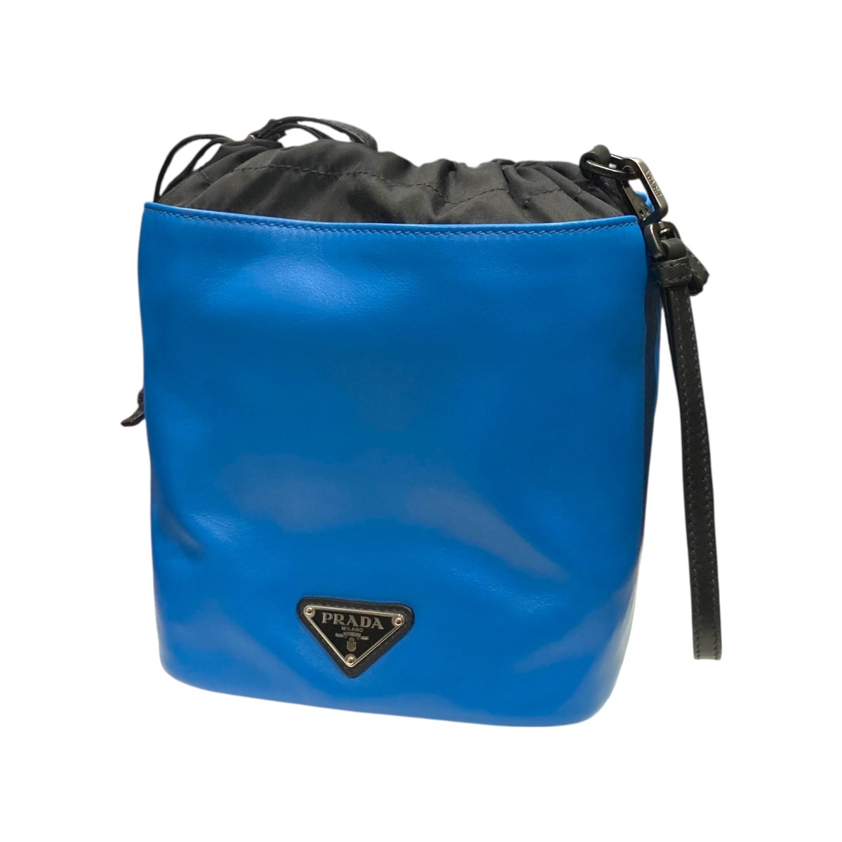 【中古】 PRADA　 レザー×ナイロンポーチ 2NE021 ブルー×ブラック 【160226】（プラダ）