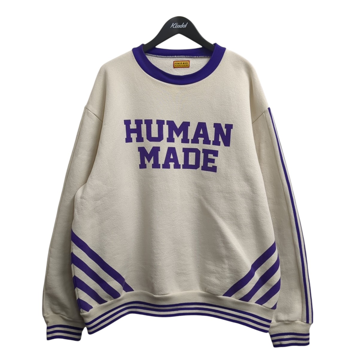 【中古】 HUMAN MADE　 25AW ELBOW PATCH SWEATSHIRT スウェット HM30CS005 アイボリー×パープル サイズ：XXL 【170226】（ヒューマンメイド）