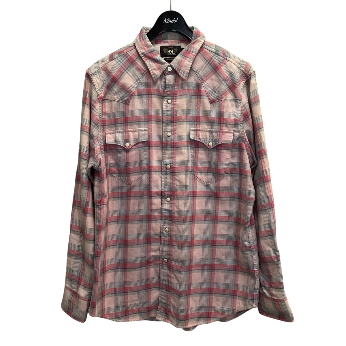 【中古】RRL チェックウエスタンシャツ さくら色 大いさ：L 【170226】（ダブルアールエル） トップス-その他