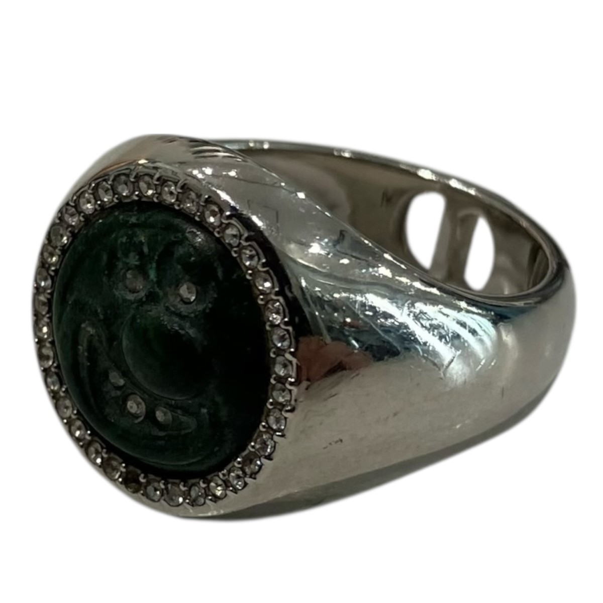 【中古】 DIOR×KENNY SCHARF シグネットリング シルバー×グリーン サイズ：20号 【価格見直し】
