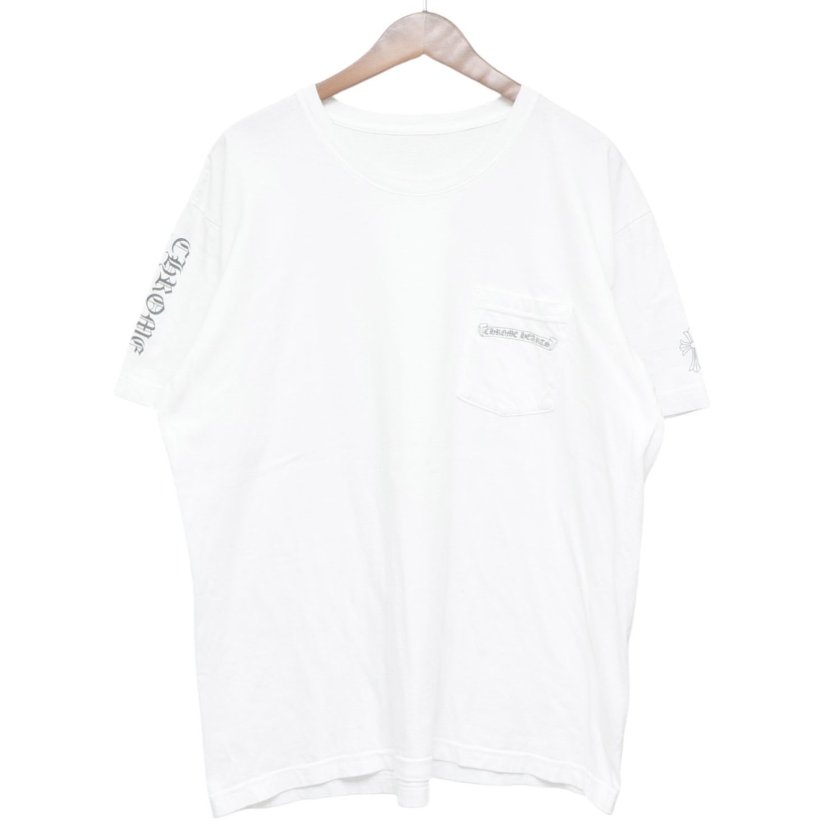 【中古】 CHROME HEARTS　 セメタリークロスバックプリントTシャツ　ポケットＴシャツ　2212-304-0776 ホワイト サイズ：XL 【160226】（クロムハーツ）