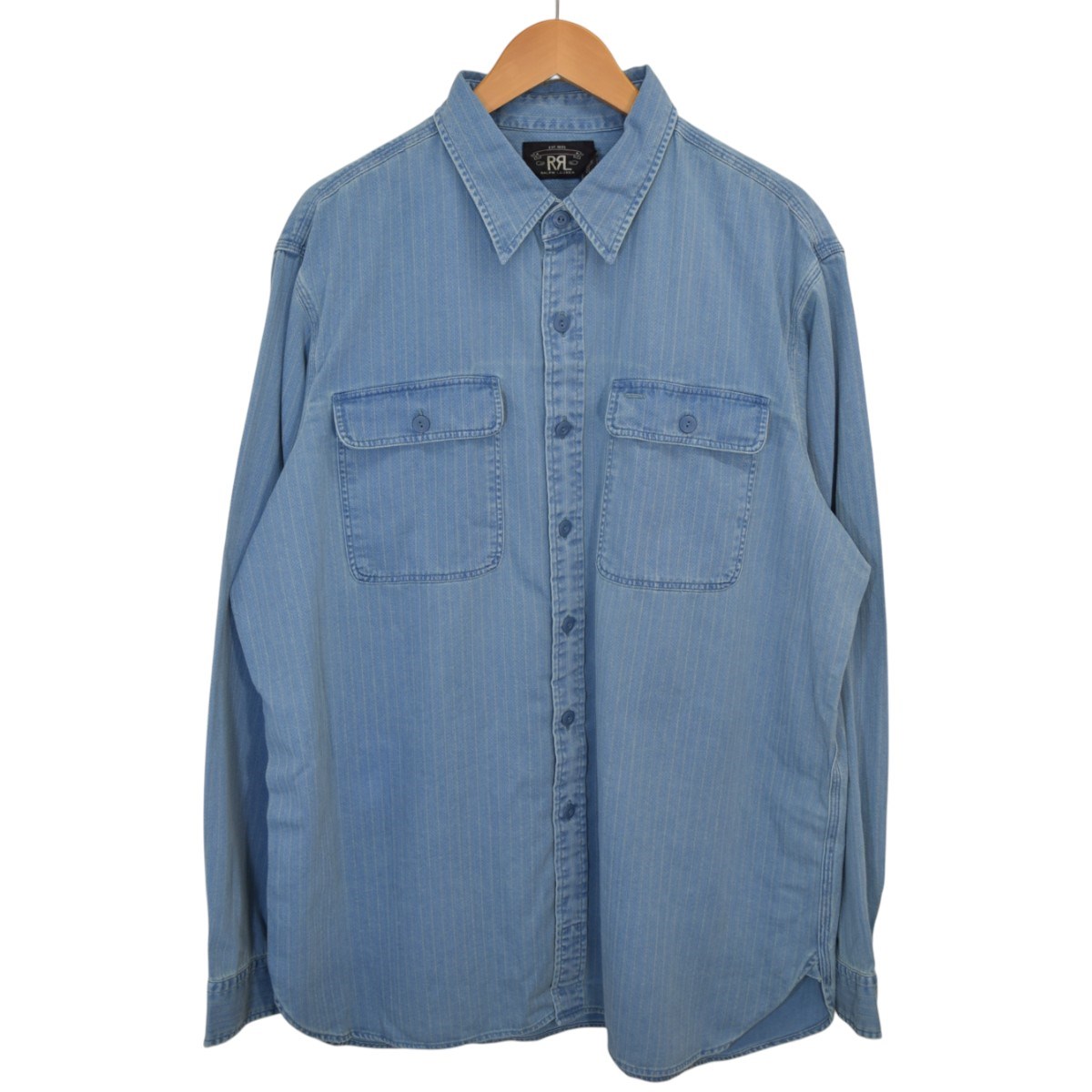 【中古】 RRL　 ヴィンテージ加工ヘリンボーンワークシャツ MNRRWOVM2C00456 インディゴ サイズ：XL 【170226】（ダブルアールエル）