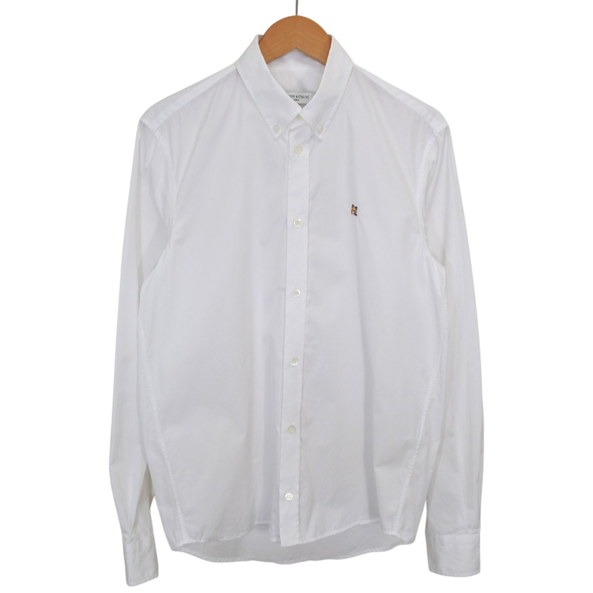 【中古】 MAISON KITSUNE　 FOX HEAD EMBROIDERY CLASSIC SHIRT ボタンダウンシャツ HM00435WC0025 ホワイト サイズ：38 【170226】（メゾンキツネ）