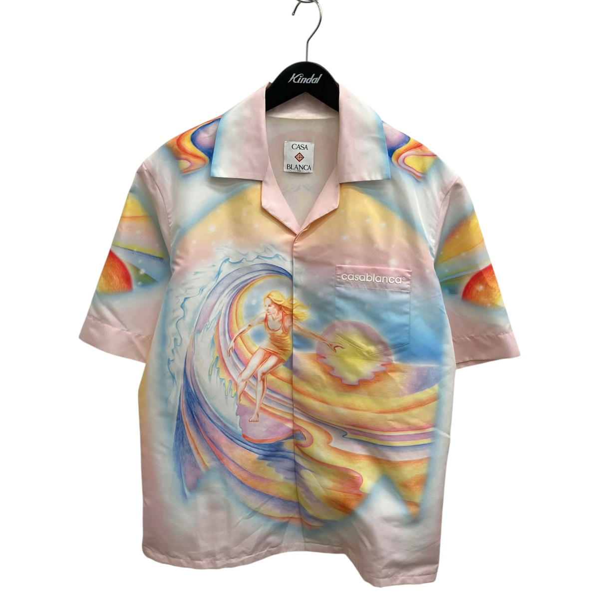 【中古】 CASABLANCA　 Psychedelic Nirvana Swim Shirt オープンカラーシャツ MS25-SWM-048-01 ピンク×マルチカラー サイズ：M 【180226】（カサブランカ）