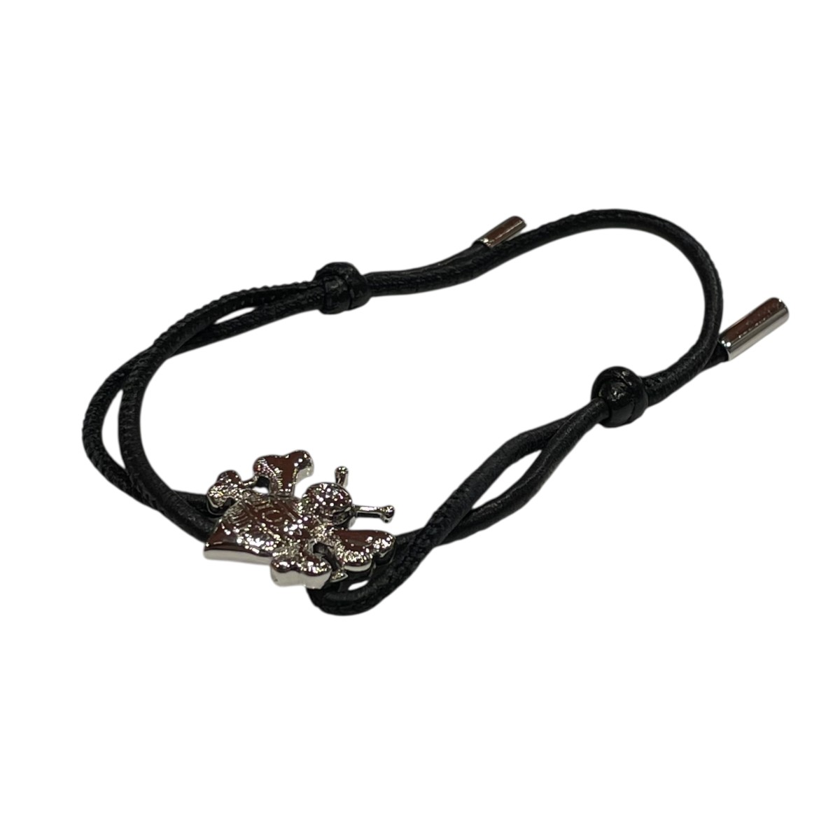 【中古】 DIOR×Shawn Stussy　 Cord Bee Bracelet ブレスレット ブラック×シルバー 【180226】（ディオール×ショーン・ステューシー）