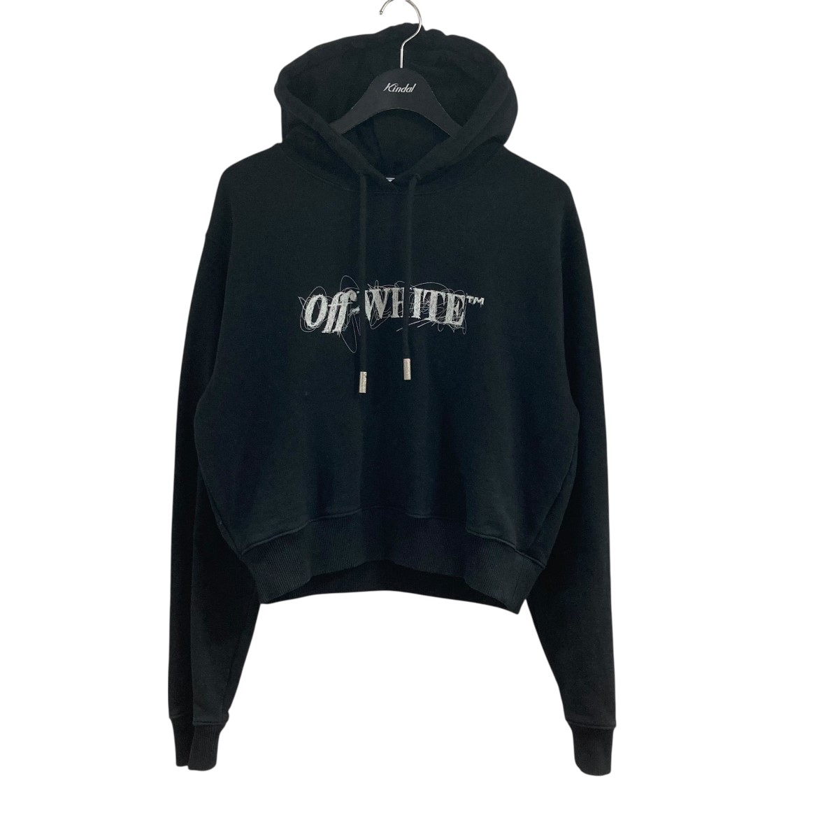 【中古】 OFFWHITE　 ロゴプリントクロップドプルオーバーパーカー OWBB016F21JER001 ブラック サイズ：XS 【180226】（オフホワイト）