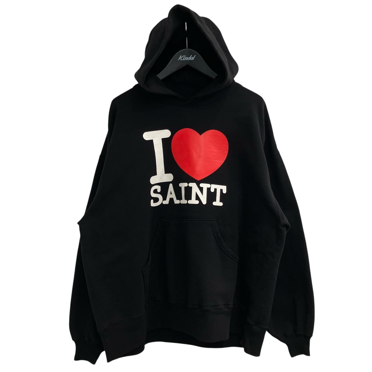 【中古】 SAINT MICHAEL 「HOODIE I LOVE SAINT」 プルオーバーパーカー SM MK8 0000 057 ブラック サイズ：XL 【価格見直し】