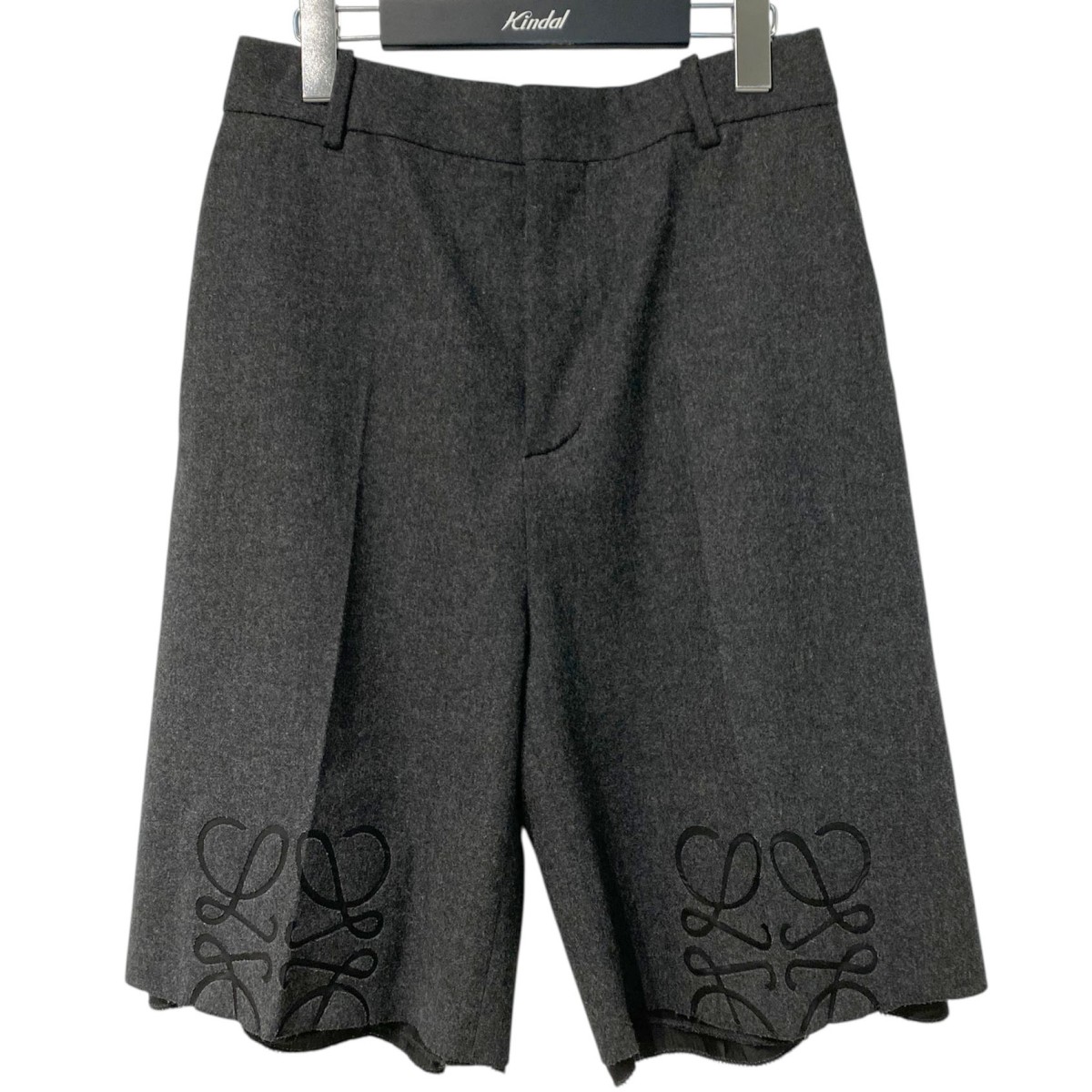 【中古】LOEWE 25AW Anagram Shorts Wool Cashmereアナグラムロゴショーツハーフパンツ 薄墨色 大きさ：36(68珊) 【180226】（ロエベ）