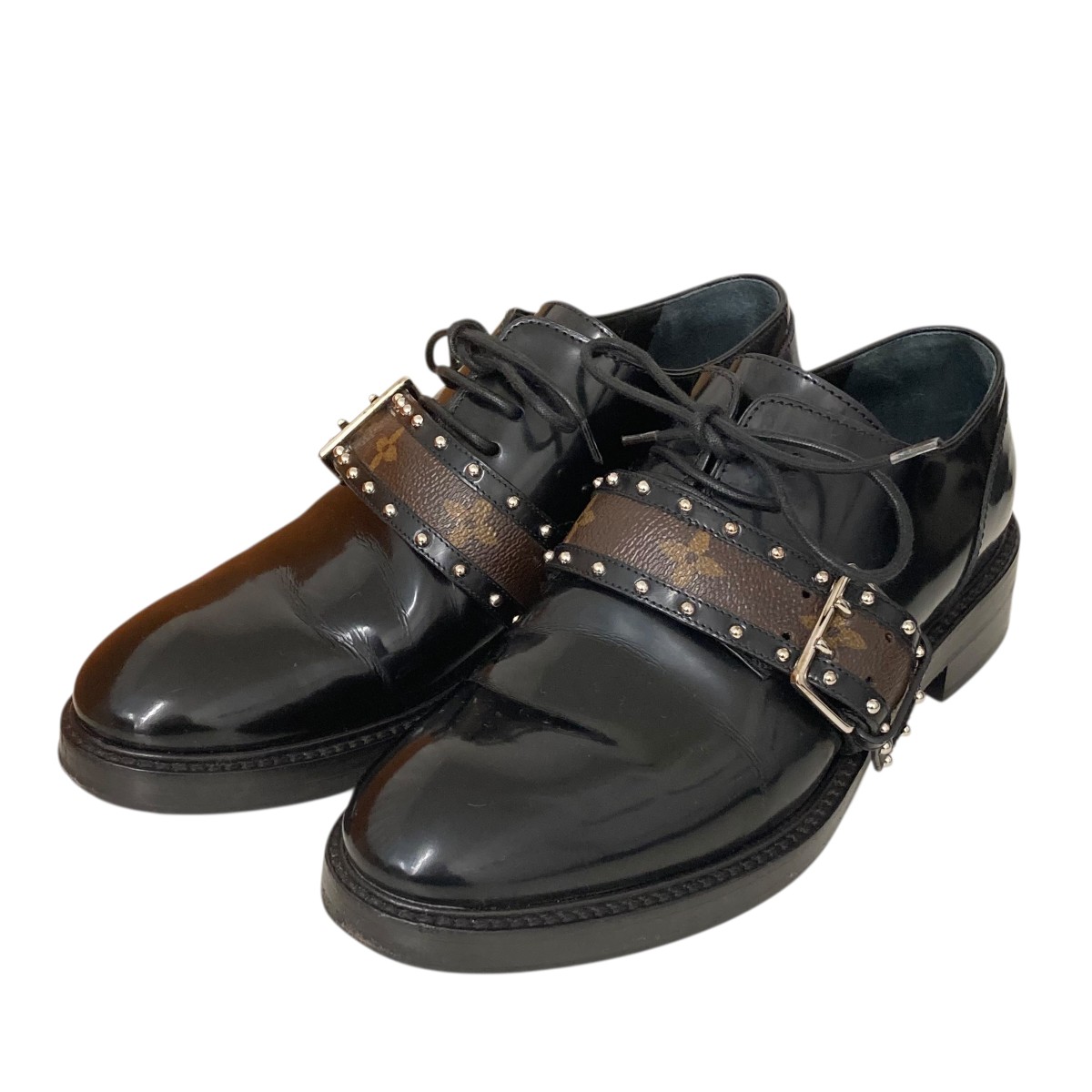【中古】LOUIS VUITTON モノグラム胴締め ダービーシューズ なめし革シューズ 黒いこと 大きさ：36(23糎好いかげんに） 【190226】（ルイヴィトン）