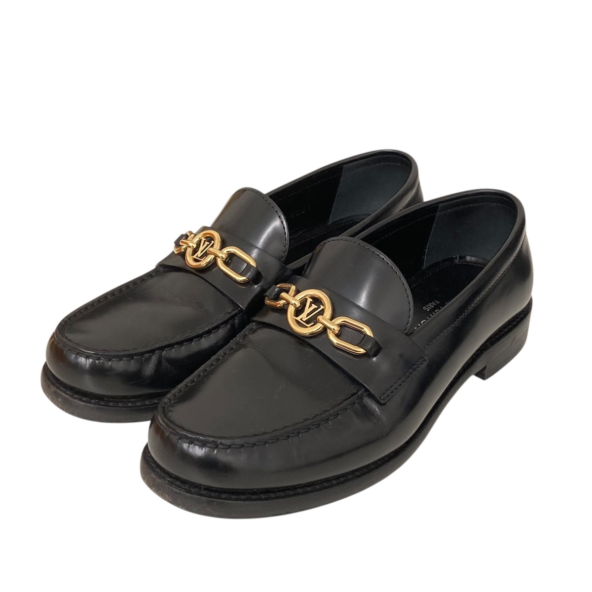 【中古】LOUIS VUITTON チェスラインローファー 黒いこと 大きさ：36(23糎好いかげんに） 【190226】（ルイヴィトン）