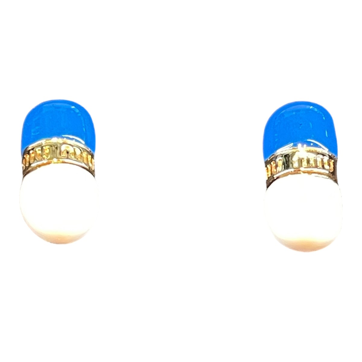 【中古】MIU MIU　ピアス 5IO046 ブルー&times;ホワイト 【190226】（ミュウミュウ）｜ブランド古着のカインドオル