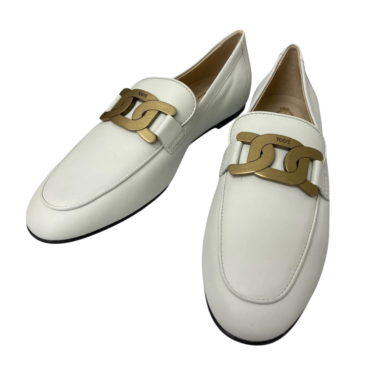 【中古】\u003cBR\u003eTOD’S\u003cBR\u003eKATE LEATHER LOAFER 置き目毛革 白いこと 大きさ：40(26~26.5糎)\u003cBR\u003e【必要経費思いかえす】