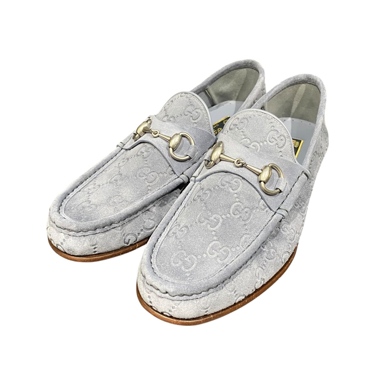 【中古】GUCCI GG柄ホースビットローファー 816185 グレー サイズ：7 【200226】（グッチ）