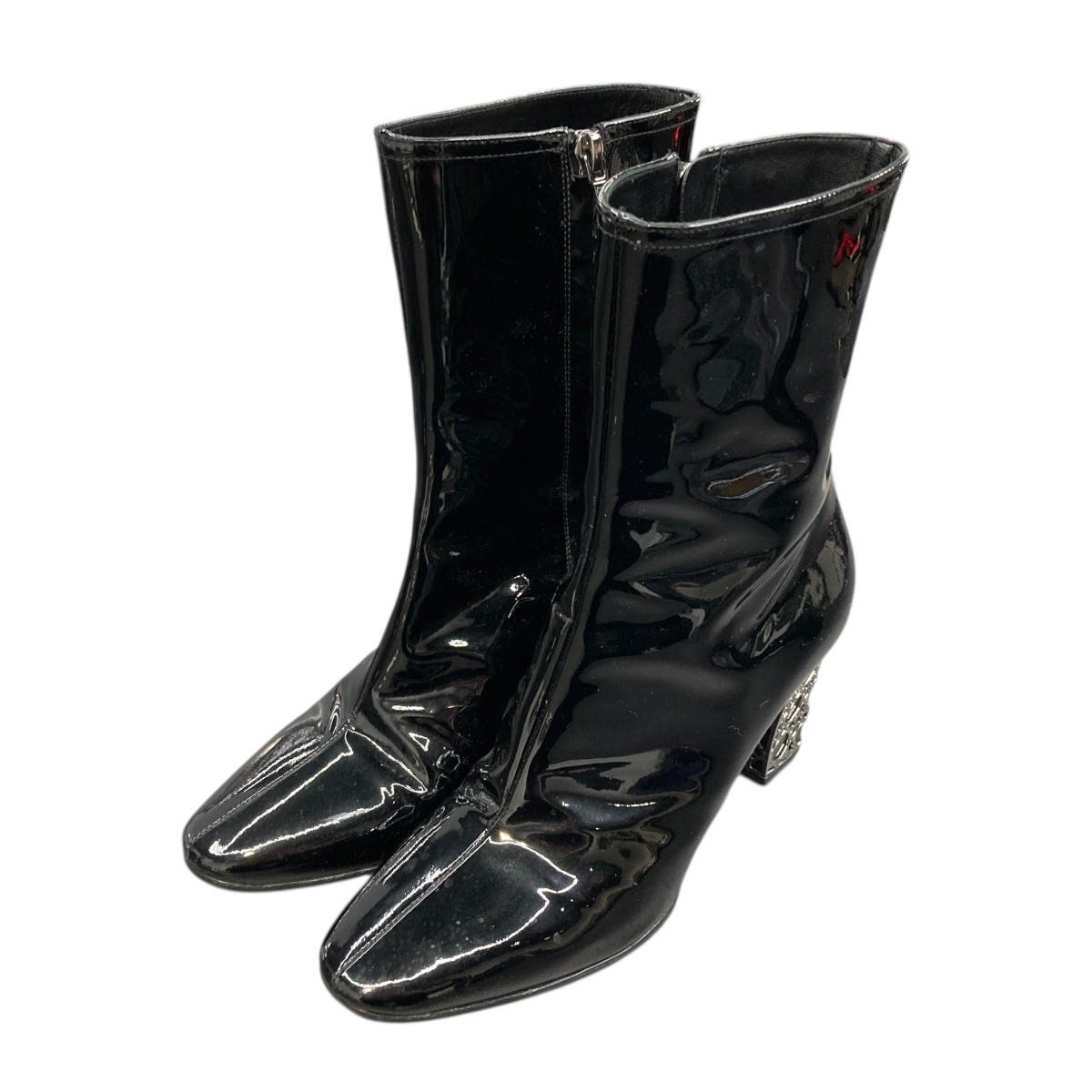 【中古】Christian Dior パテントヒールブーツ 黒いこと 大きさ：36(約23糎) 【210226】（ディオール）