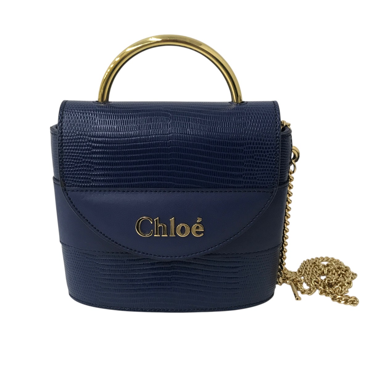 【中古】Chloe アビーロック チェーン店ショルダーバッグ 米国海軍 【210226】（クロエ）