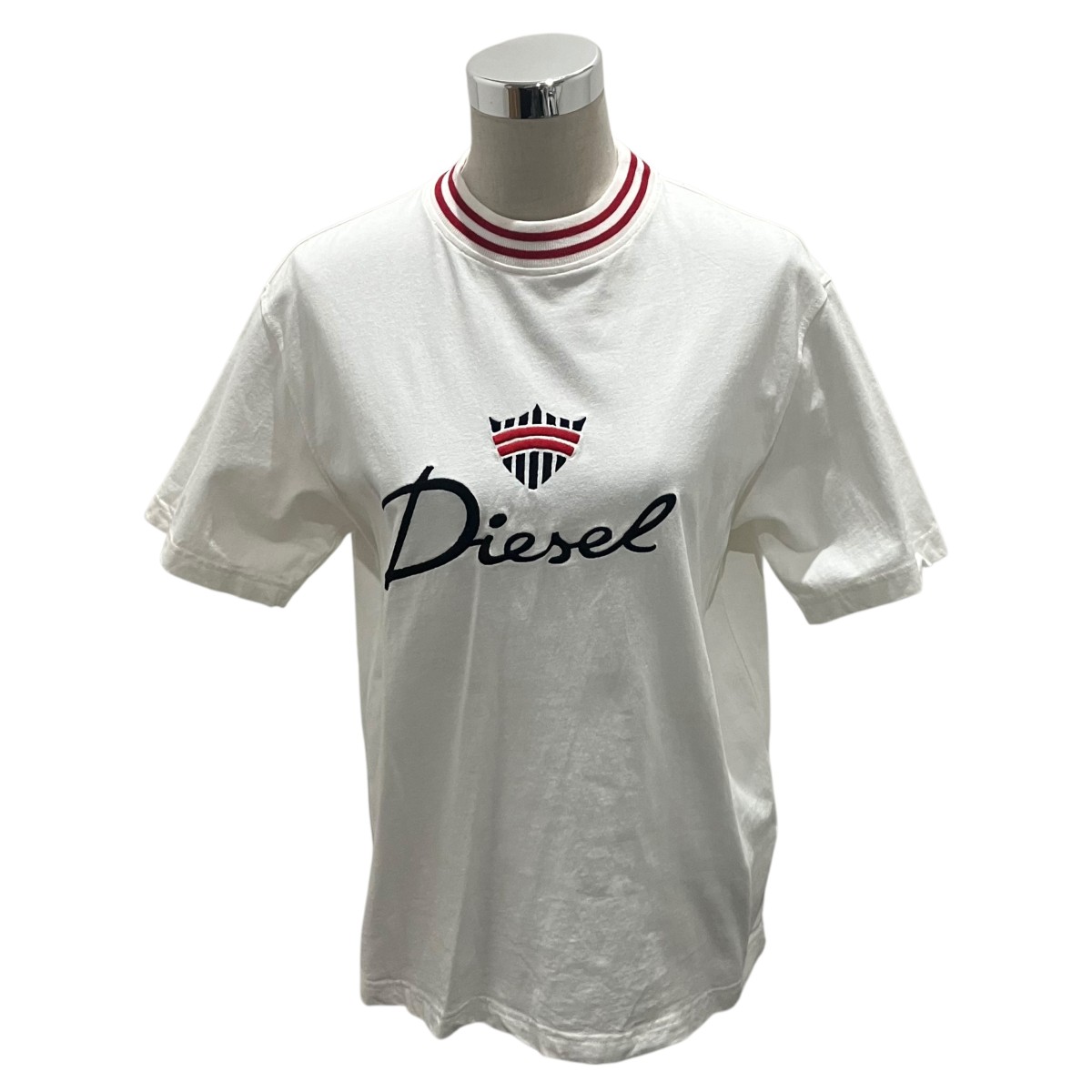 【中古】 DIESEL　 【T-WASH-G6】 フロントロゴ刺繍Tシャツ A10180 ホワイト サイズ：XXS 【210226】（ディーゼル）
