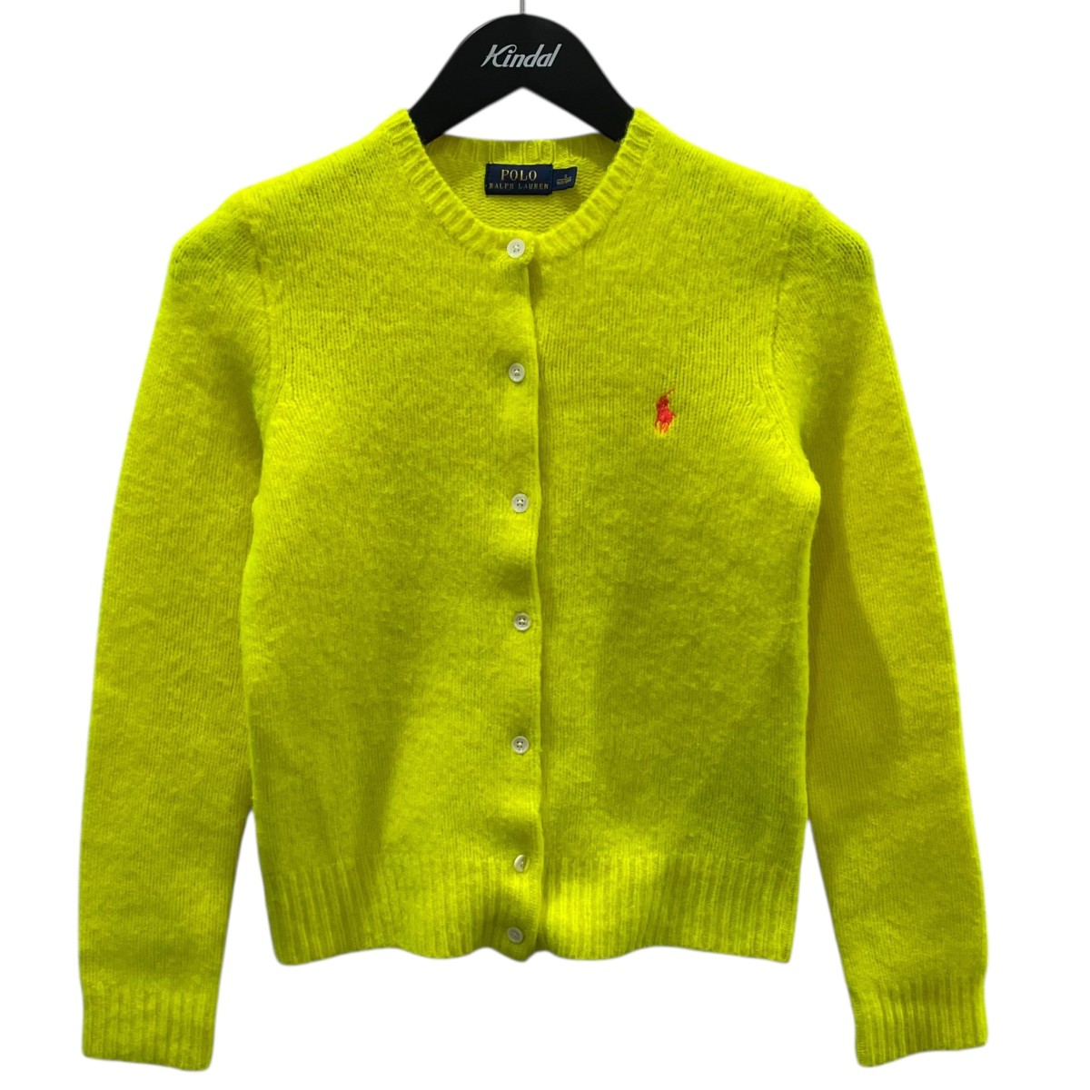 【中古】 POLO RALPH LAUREN　 ウールニットカーディガン ネオンイエロー サイズ：S 【210226】（ポロラルフローレン）