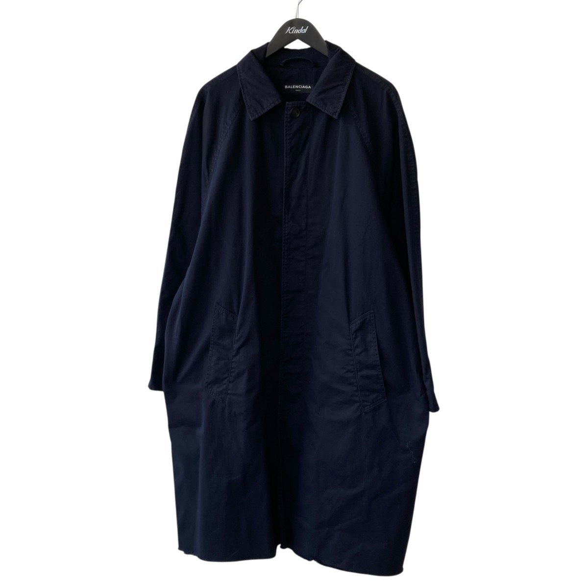 【中古】 BALENCIAGA　 カットオフ ステンカラーコート 508505 ネイビー サイズ：44 【210226】（バレンシアガ）