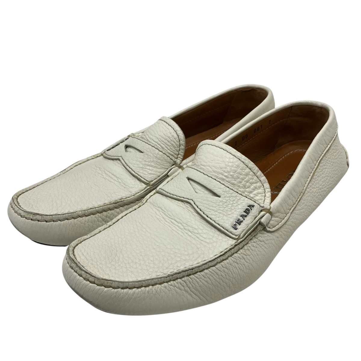 【中古】 PRADA　 ローファー ホワイト サイズ：7 【220226】（プラダ）