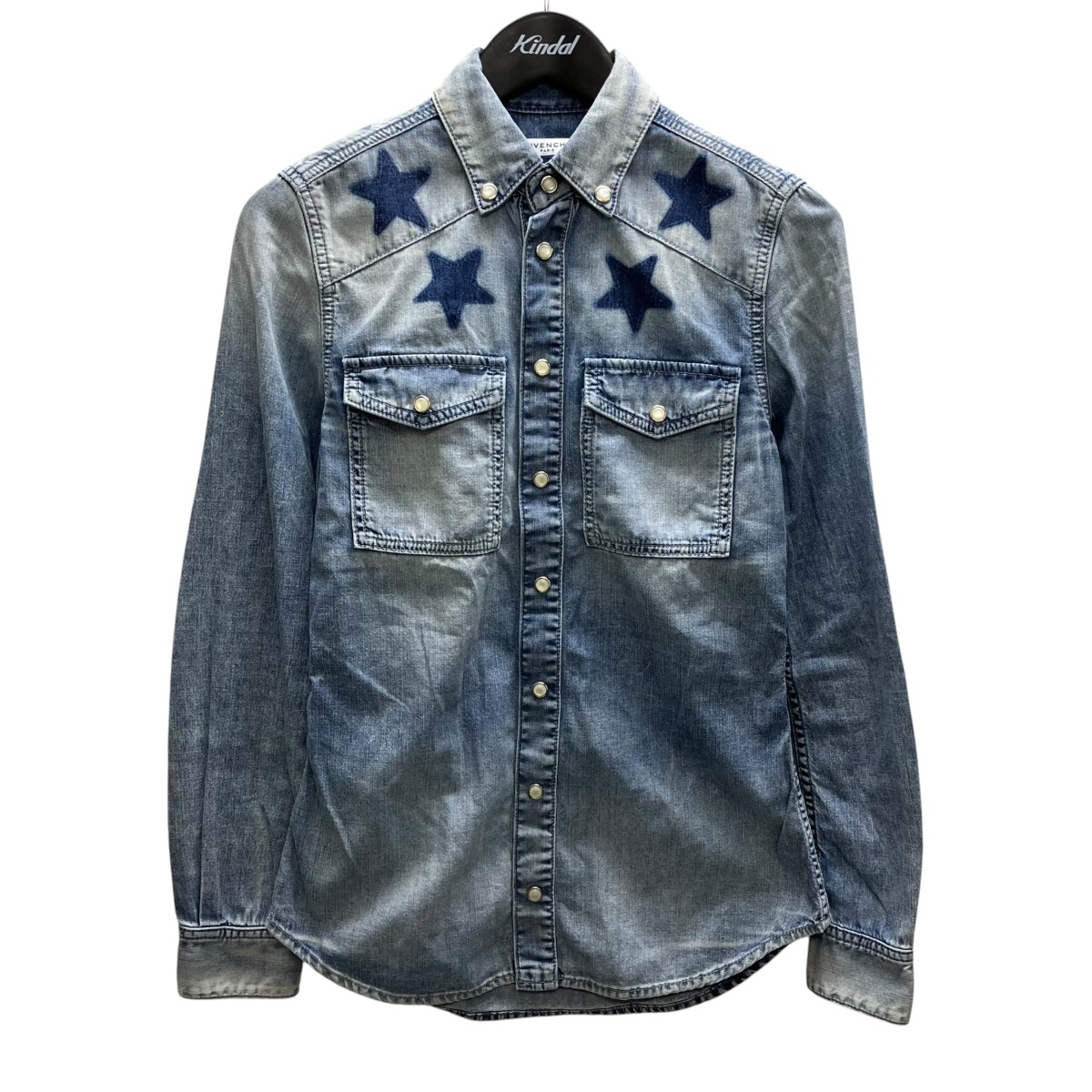 【中古】 GIVENCHY　 スターロゴデニムシャツ インディゴ サイズ：34 【220226】（ジバンシィ）