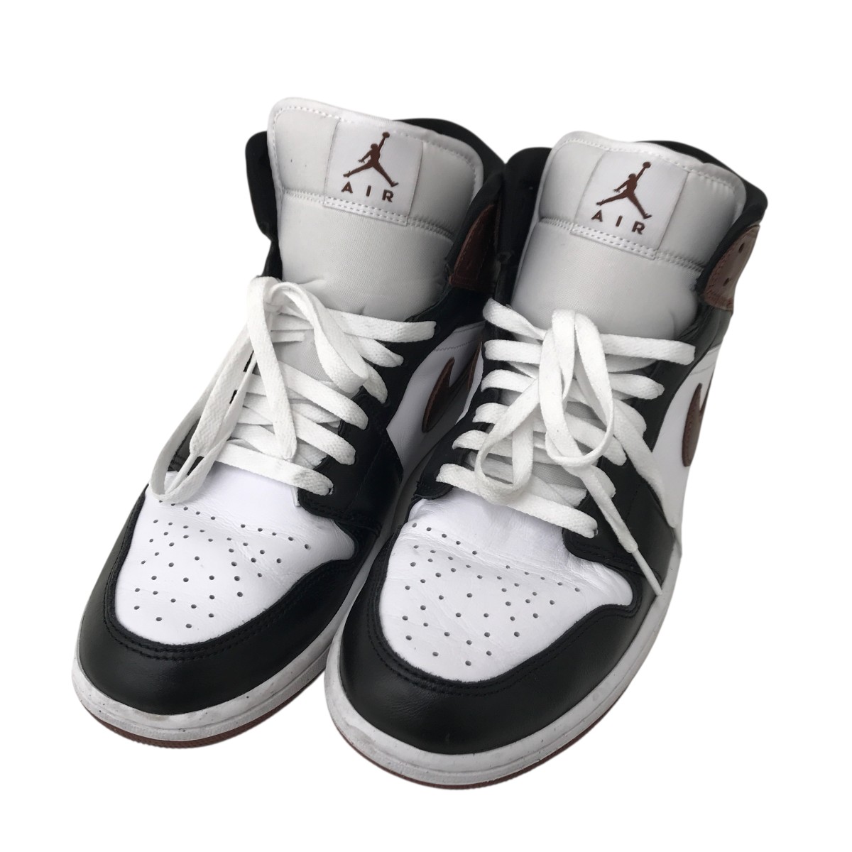 【中古】 NIKE　 AIR JORDAN 1 MID SE スニーカー HF3216-102 ホワイト×ブラック×ブラウン サイズ：28.5cm 【220226】（ナイキ）