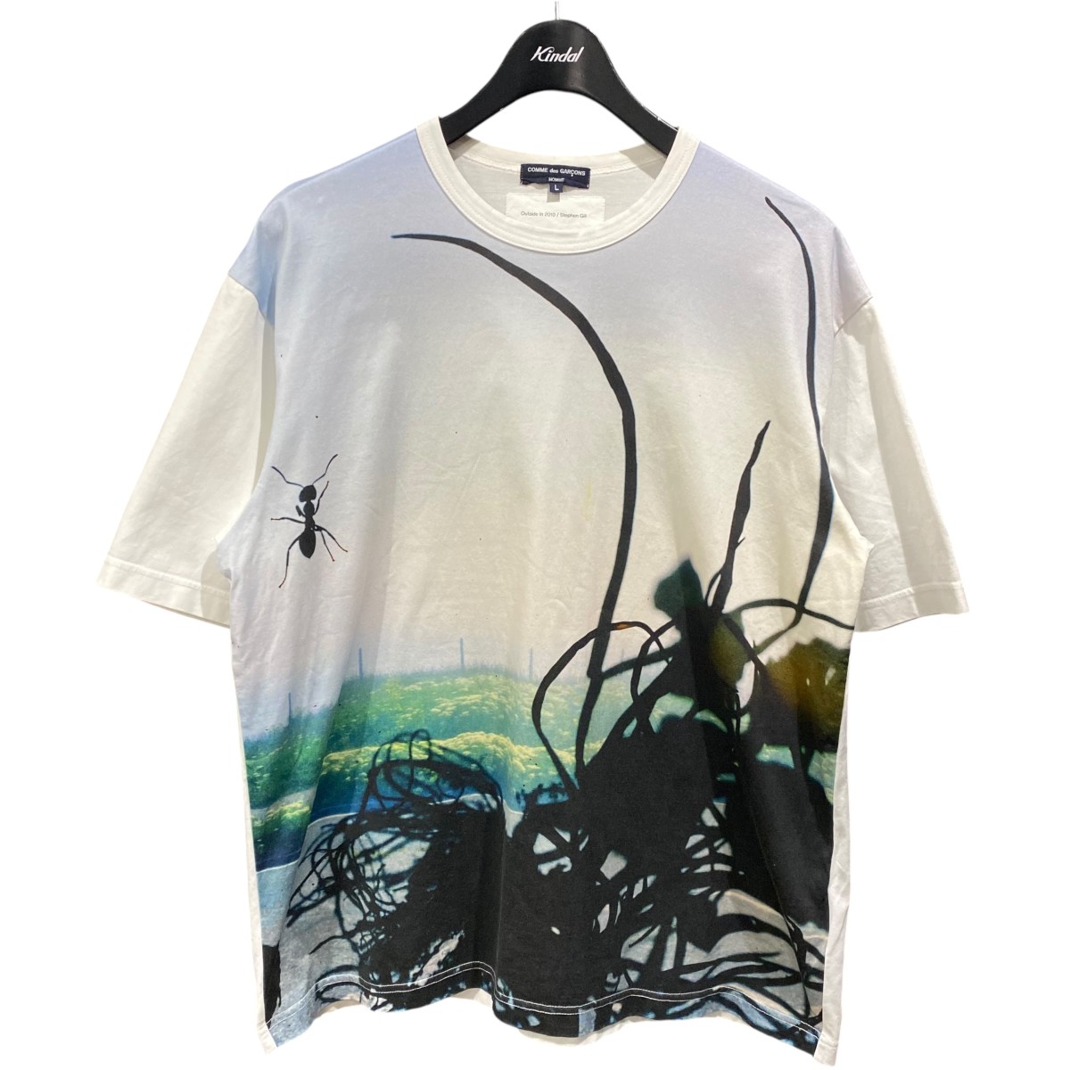 【中古】 COMME des GARCONS HOMME×Stephen Gill　 Stephen Gill コラボ グラフィックフォトプリントＴシャツ HM-T020 ホワイト サイズ：L 【220226】（コムデギャルソンオム）