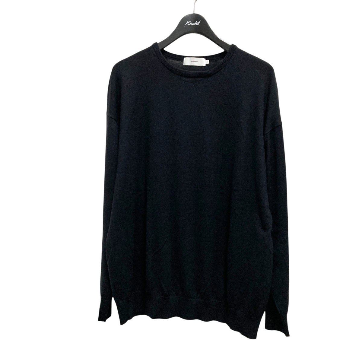【中古】 Graphpaper　 High Gauge Crew Neck Knit クルーネックニット GU223 80118B ブラック サイズ：F 【230226】（グラフペーパー）