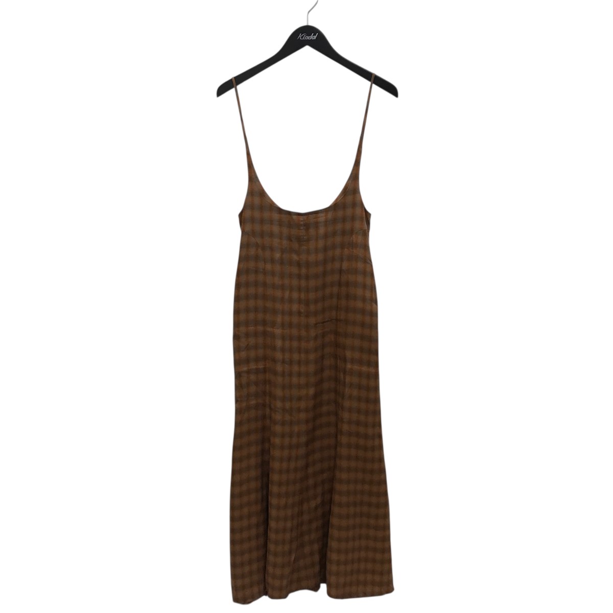 【中古】mame kurogouchi23SS 20Linen Mix Ombre Check Camisole Dress チェック ノースリーブワンピース MM23SS-DR006 ブラウン サイズ:2【価格見直し】|ブランド古着のカインドオル