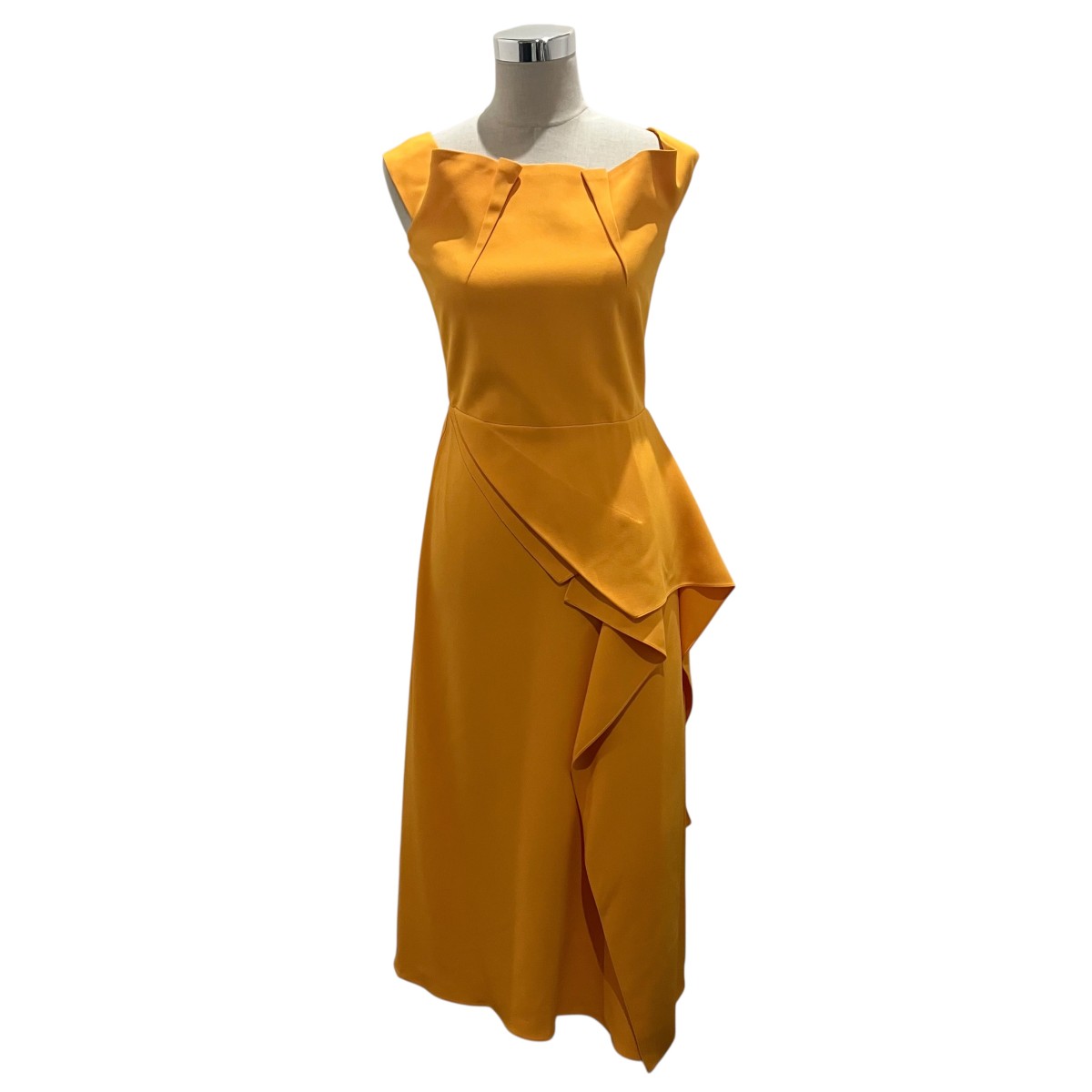 【中古】 ROLAND MOURET　 アシンメトリーワンピース オレンジ サイズ：UK10 【230226】（）