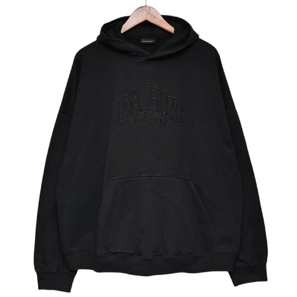 【中古】BALENCIAGA2022SS　Cities Paris Hoodie TLVL8　パリ刺繍プルオーバーパーカー　スウェット　674986 TLVL8 ブラック サイズ：1【価格見直し】｜ブランド古着のカインドオル