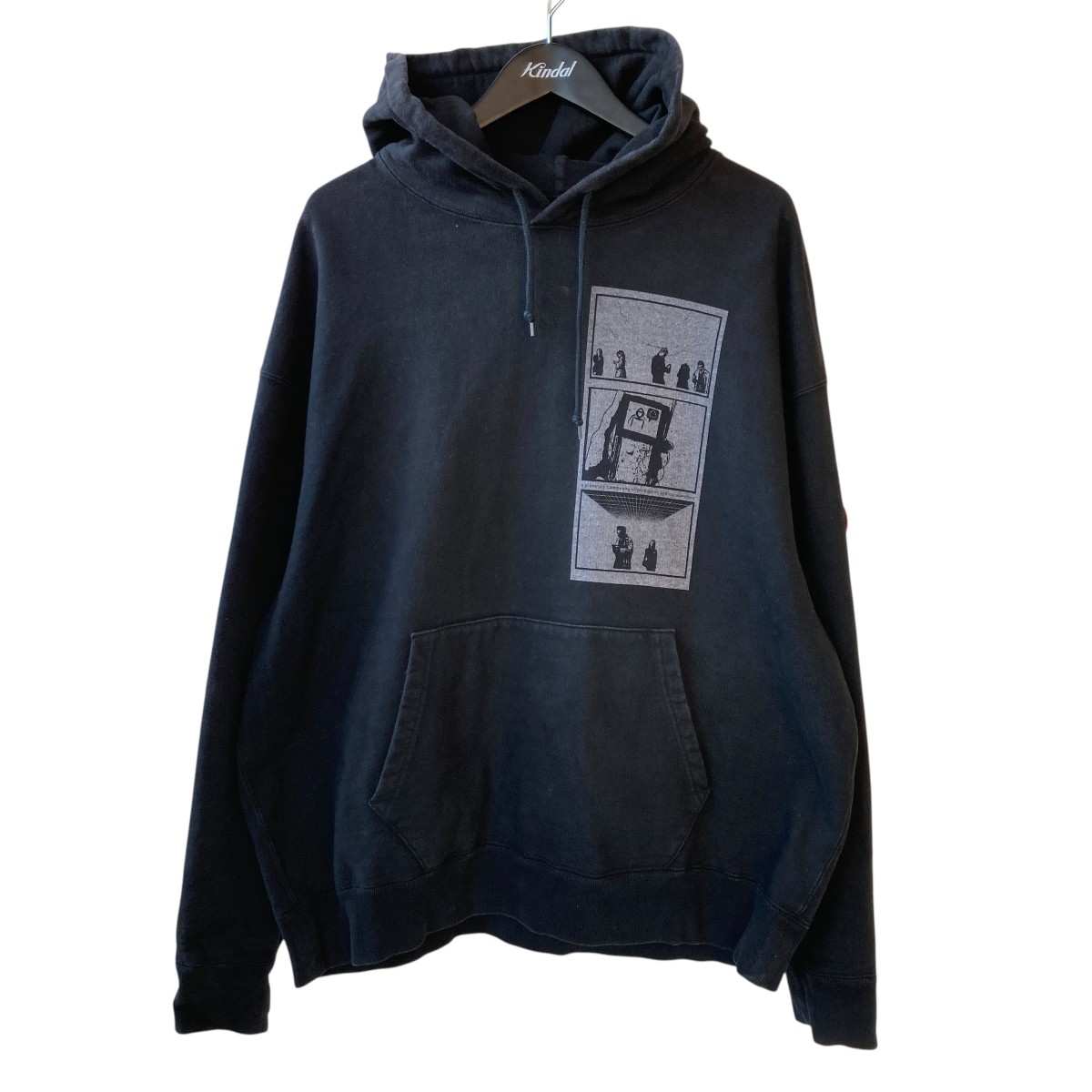 【中古】 C．E OVERDYE PLANETARY COMMUNITY HEAVY HOODY プルオーバーパーカー ブラック サイズ：XL 【価格見直し】