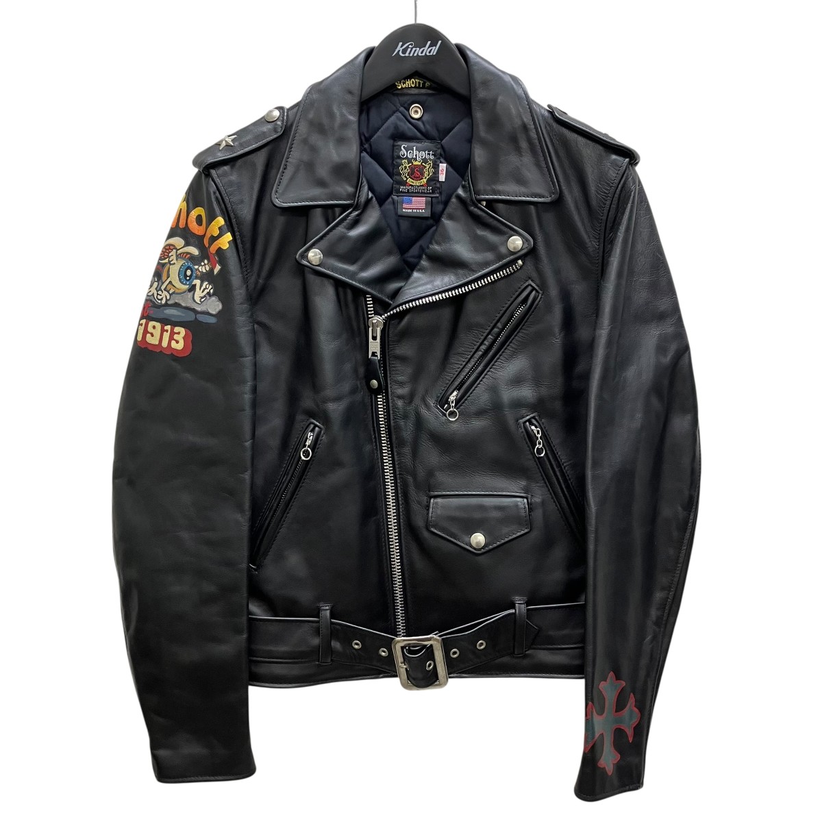 【中古】 Schott　 レザージャケット ブラック サイズ：36 【250226】（ショット）