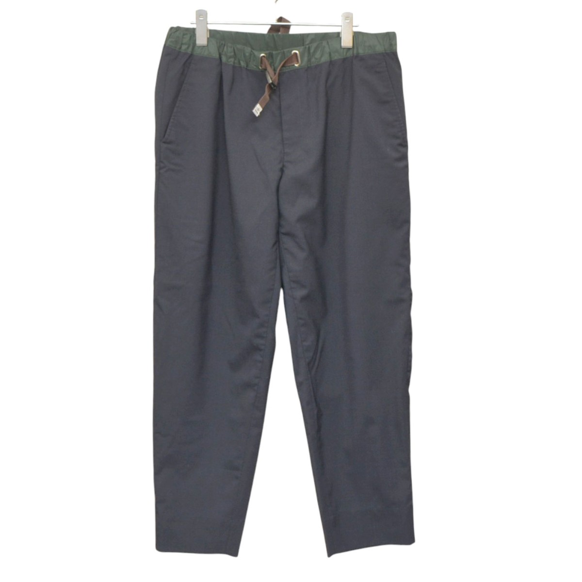 【中古】 KOLOR　 2021SS　Wide Belted Trousers　ワイドベルテッドトラウザー　ワイドイージーテーパードスラックス　21SBM-P20145S ネイビー×グリーン サイズ：3 【250226】（カラー）
