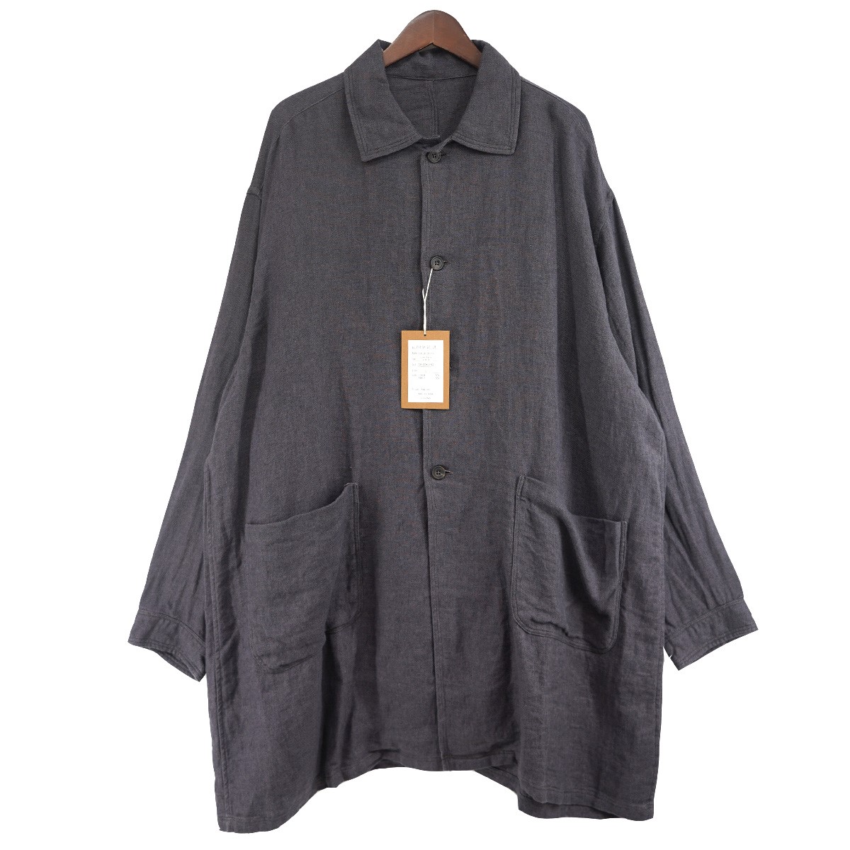 【中古】 COLINA Atelier Shirts リネンラミー アトリエ シャツ コート SHIGOKUIRO サイズ：L 【価格見直し】