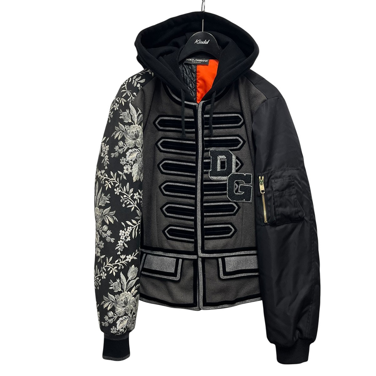 【中古】 DOLCE ＆ GABBANA　 バーシティミリタリーフードジャケット G9J2Z／G7LQK ブラック サイズ：48 【250226】（ドルチェアンドガッバーナ）