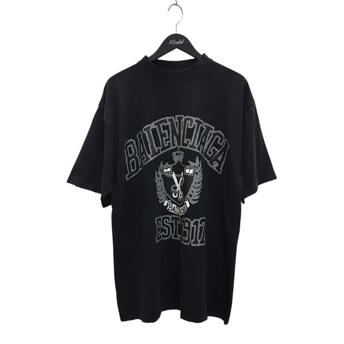 【中古】 BALENCIAGA　 23SS DIY College T-Shirt プリントTシャツ 739784 TOVK1 ブラック サイズ：S 【250226】（バレンシアガ）