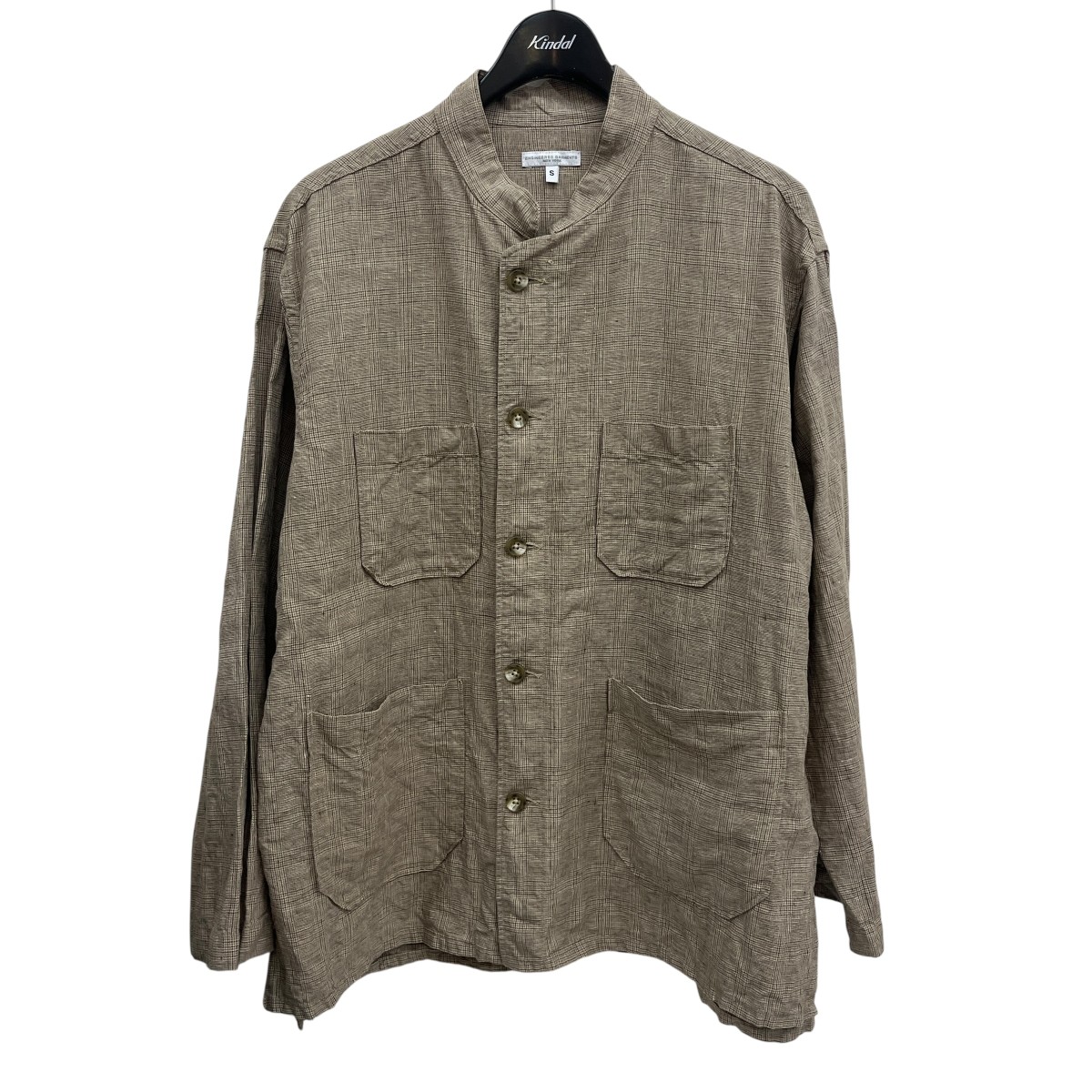 【中古】Engineered Garmentsチェック リネンカバーオール ベージュ サイズ：S【価格見直し】｜ブランド古着のカインドオル