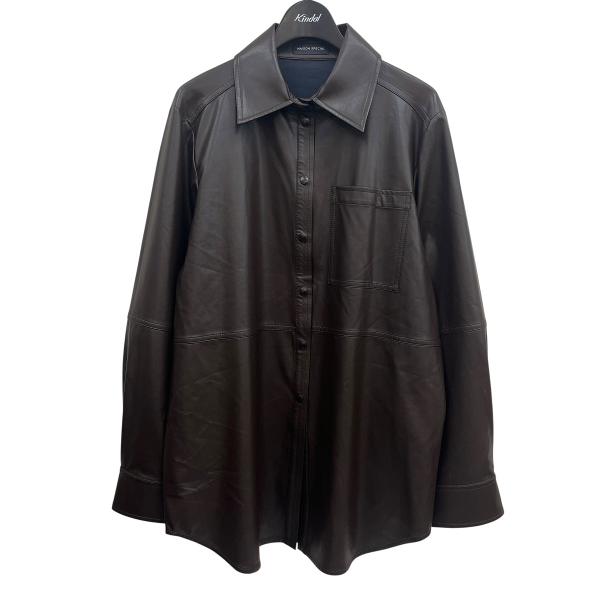 【中古】 MAISON SPECIAL Vegan Leather Tie Shirt フェイクレザーシャツ 21252315208 ブラウン サイズ:FREE 【260226】(メゾンスペシャル)