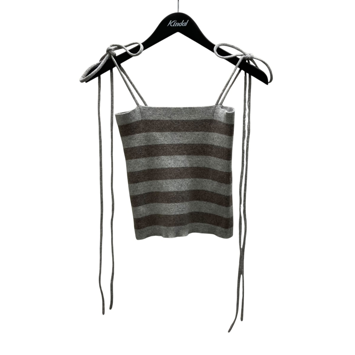 【中古】 extreme cashmere　 カシミヤボーダービスチェ グレー×ベージュ サイズ：サイズ表記なし 【270226】（エクストリーム カシミア）