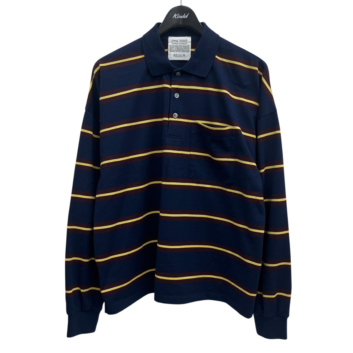【中古】 INSCRIRE　 25SS Border BIG Polo Shirt ポロシャツ I25SS-BC110 ネイビー サイズ：M 【260226】（アンスクリア）