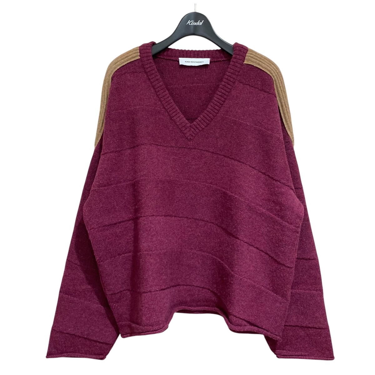 【中古】Kiko Kostadinov DELIAN V-NECK JUMPER 00162024 赤いこと 大きさ：44 【260226】（キココスタディノフ）