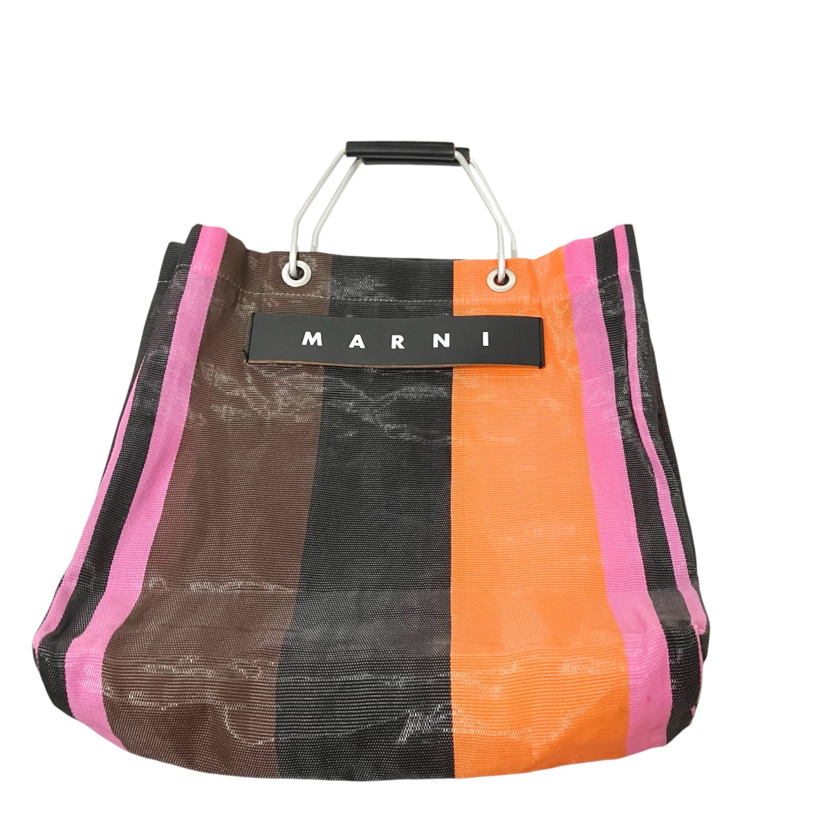 【中古】 MARNI　 FLOWER CAFE トートバッグ ブラック×オレンジ 【270226】（マルニ）