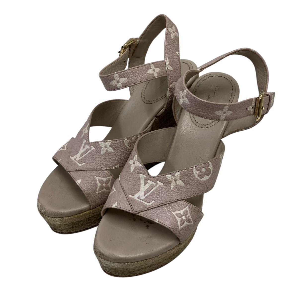 【中古】 LOUIS VUITTON　 サンダル ベージュ×ピンク サイズ：38 【270226】（ルイヴィトン）