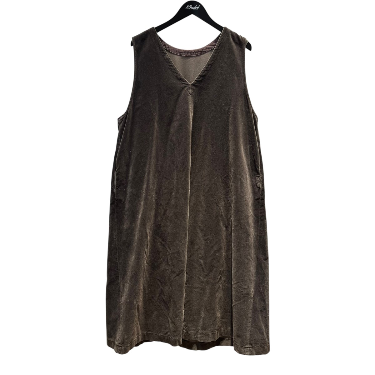 【中古】 nest Robe　 コットンベルベット2wayVネックドレス 無地 ノースリーブワンピース 01254-1108 ブラウン サイズ：F 【270226】（ネストローブ）