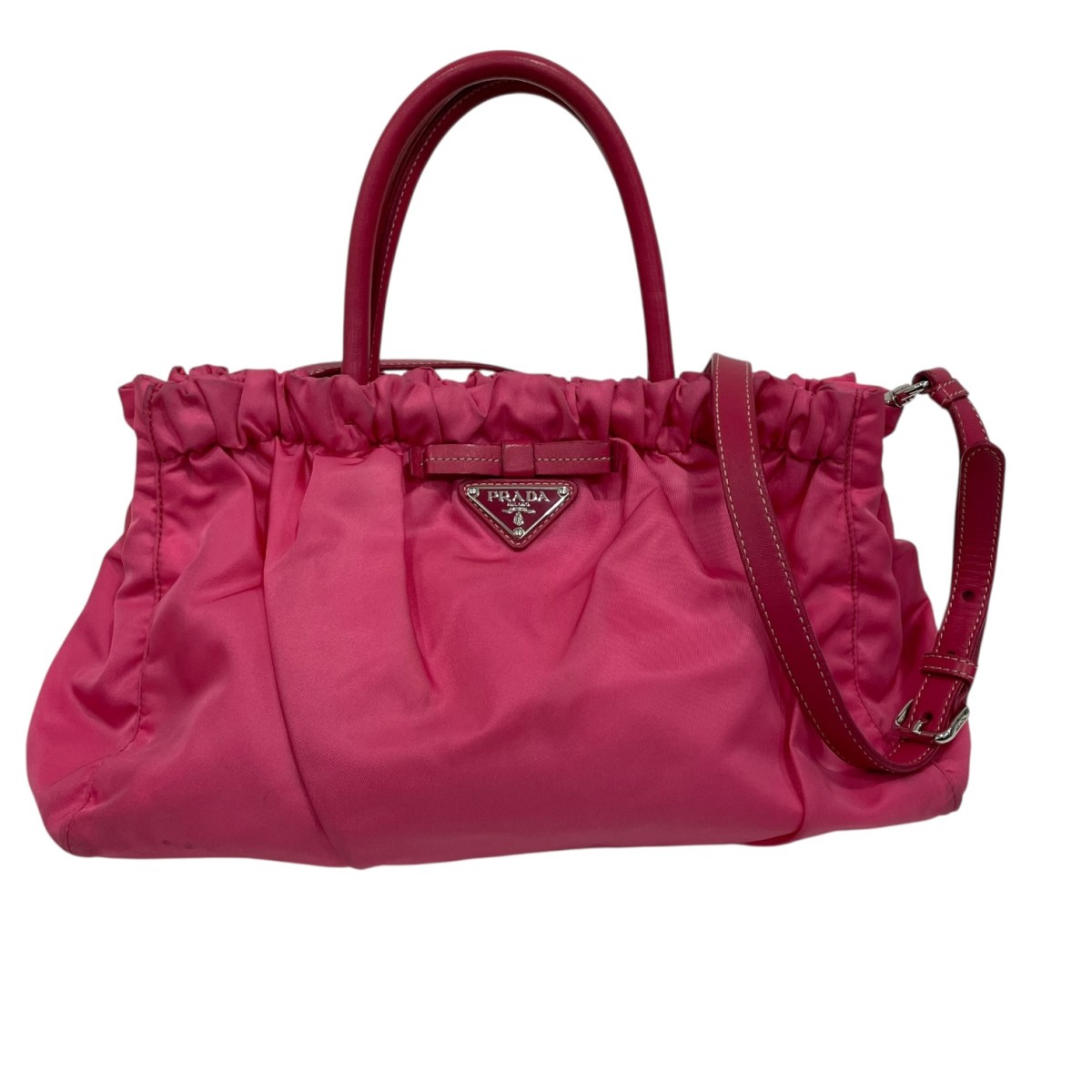 【中古】 PRADA　 リボン ショルダーバッグ 86886 ピンク 【280226】（プラダ）