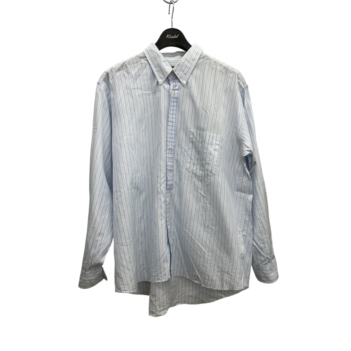 【中古】 COMME des GARCONS HOMME DEUX　 ストライプシャツ DC-B005 ブルー サイズ：L 【280226】（コムデギャルソンオムドゥ）
