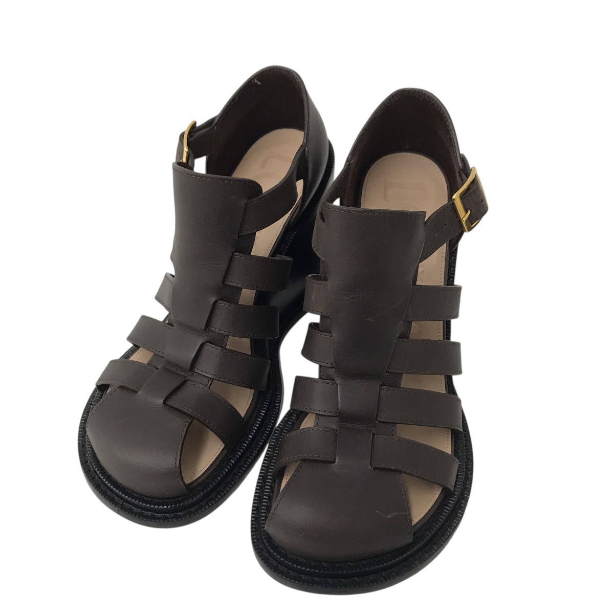 【中古】 LOEWE　 ウェッジ グルカサンダル ダークブラウン サイズ：38 【280226】（ロエベ）