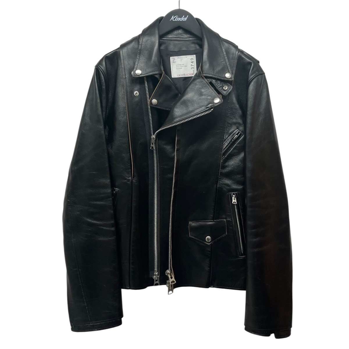 【中古】\u003cBR\u003esacai\u003cBR\u003e25AW「Leather Jacket」レザーダブルライダースジャケット 黒いこと 大きさ：3\u003cBR\u003e【必要経費思いかえす】